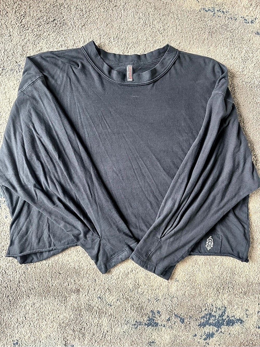FP Movement Free People Charcoal Gray Oversized Long Sleeve Top S